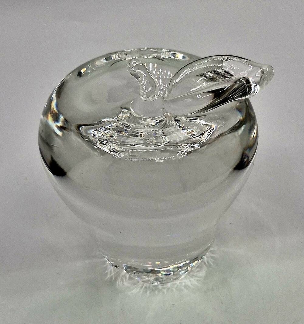 Lenox Crystal Apple Paperweight Signed Flawless Clear Glass Figurine Heavy...